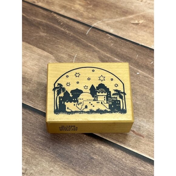 VERY RARE 1995 PSX D-1498 Bethlehem Religious Christmas WOOD MOUNTED RUBBER STAM - Picture 1 of 4